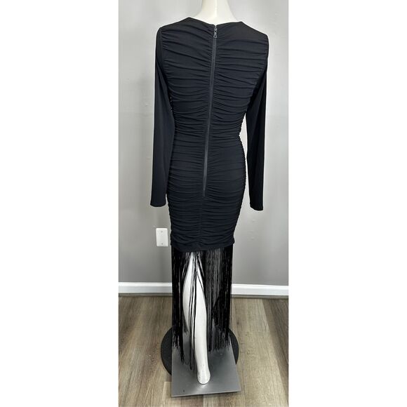 Alice + Olivia Katherina Long Sleeve Dress With Fringe Size US 2 $550 - Picture 7 of 11